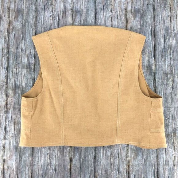 70’s Vintage Cropped The Strawberry Plant Camel Collarless Vest - Picture 6 of 9